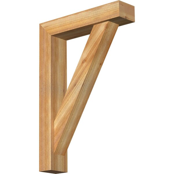 Ekena Millwork Traditional Block Rough Sawn Bracket w/ Offset Brace, Western Red Cedar, 6"W x 26"D x 38"H BKT0604X26X38TRA05RWR - main